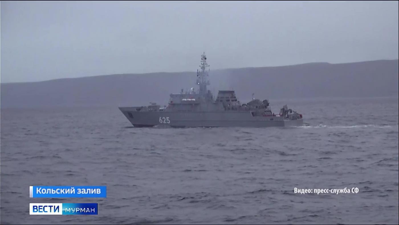 Тральщики Северного флота отработали сопровождение подлодки по Кольскому заливу