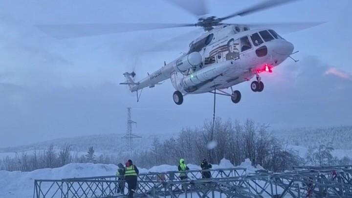 Началась транспортировка постоянных опор ЛЭП к месту установки в Мурманской области