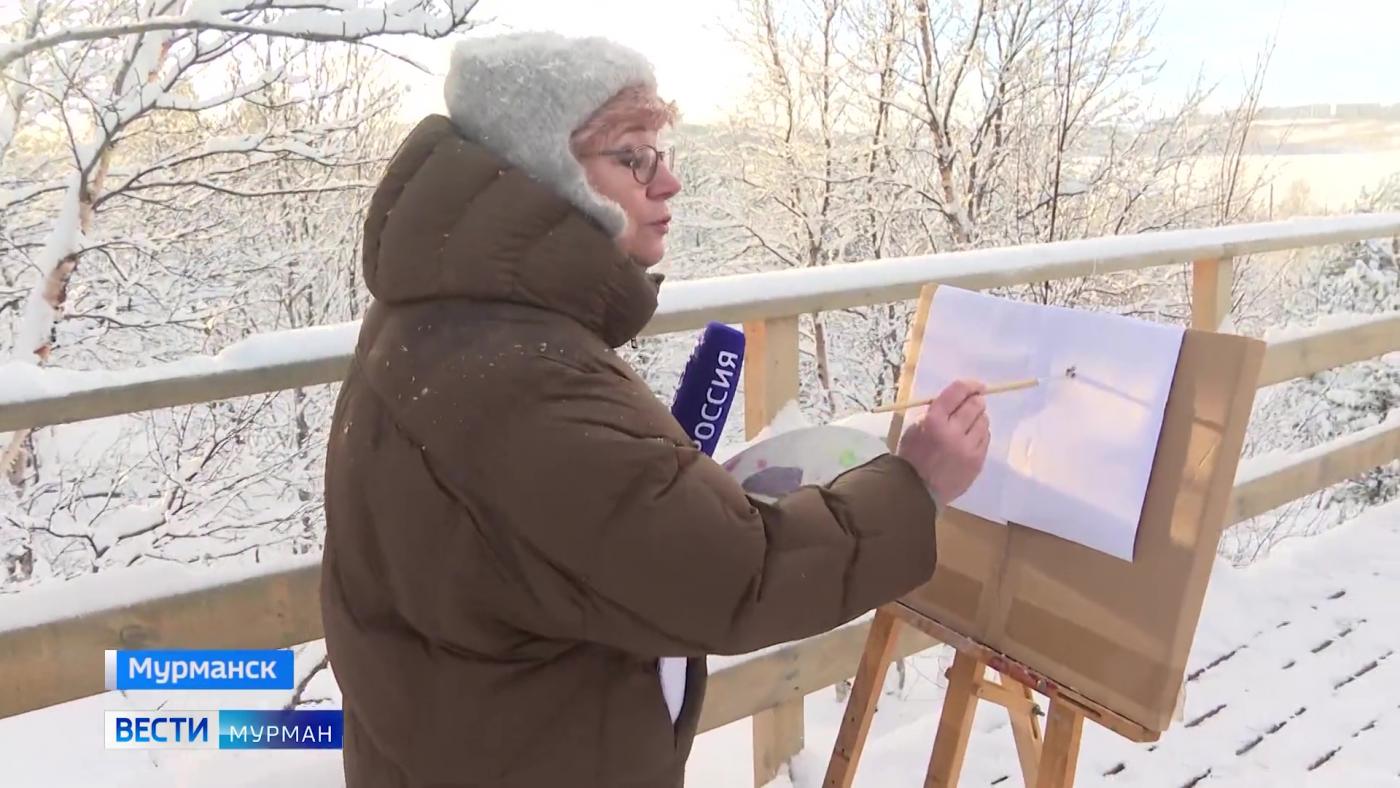 "АртМороз" в Мурманске. Трудно ли рисовать пейзажи под ливневым снегом?